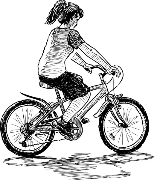 十代の少女が自転車に乗る — ストックベクタ