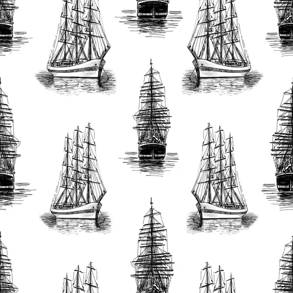 帆船のスケッチのパターン — ストックベクタ