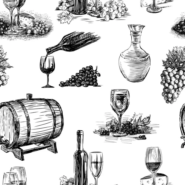 ワイン作りのテーマのシームレス背景 — ストックベクタ