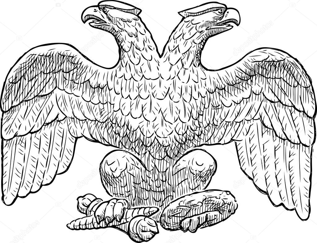Sketch of an imperial two-headed eagle