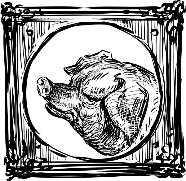 Портрет Свині Декоративній Рамці — стоковий вектор