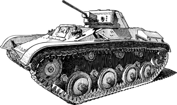 一个旧的作战坦克的手绘 — 图库矢量图片