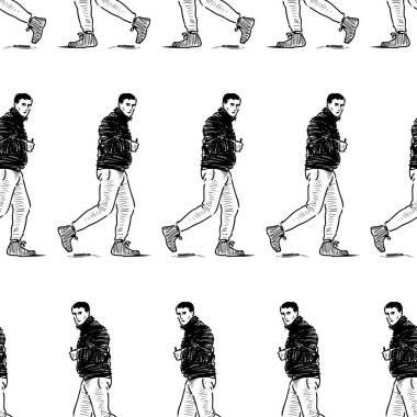 İnsanlar çalışan satır seamless modeli