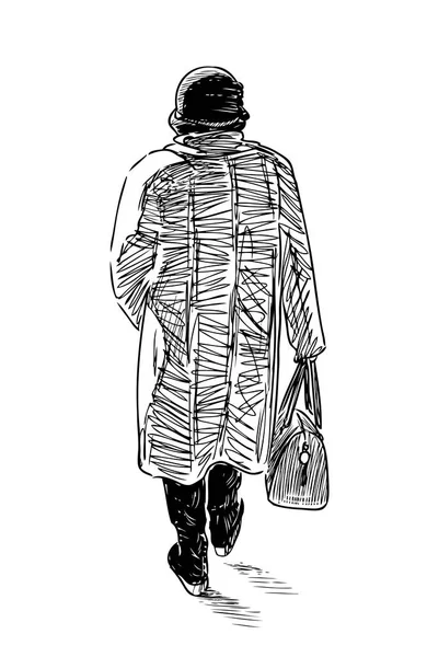 通りを下る年配の女性 — ストックベクタ
