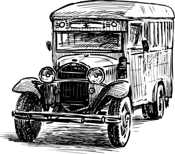 Эскиз Старого Автобуса Времен Второй Мировой Войны — стоковый вектор