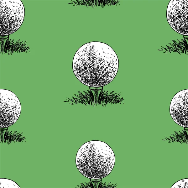 描かれたゴルフボールのシームレスな背景 — ストックベクタ