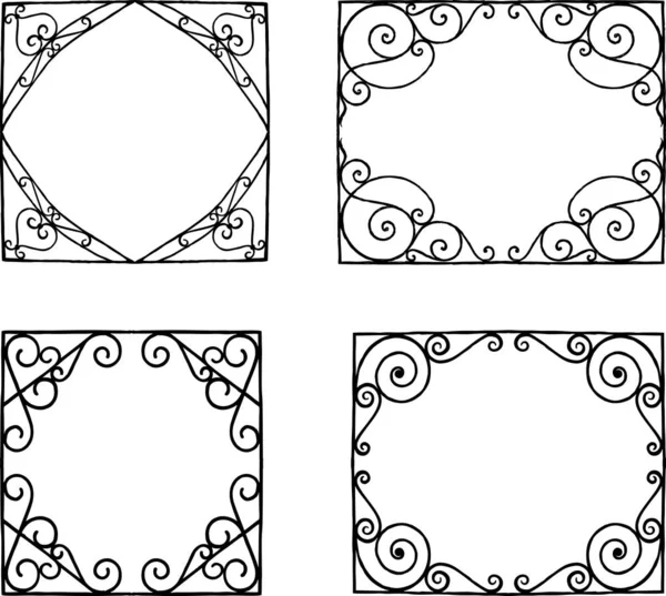 Dessin Vectoriel Ensemble Cadres Ornementaux Style Art Nouveau — Image vectorielle
