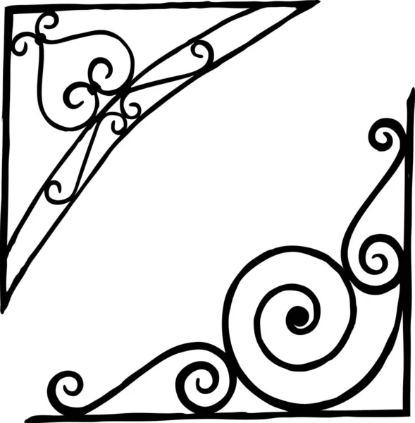 Ручной Рисунок Винтажных Архитектурных Деталей Виде Декоративных Уголков — стоковый вектор