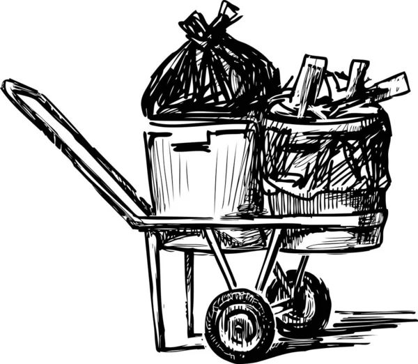 Sketch Cart Trash — Stock Vector