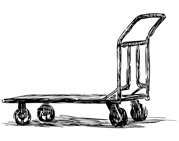 Skizze Eines Leeren Wagens Für Den Gepäcktransport — Stockvektor