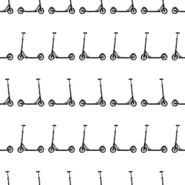 Çocuk scooter skeçler Dikişsiz arka plan