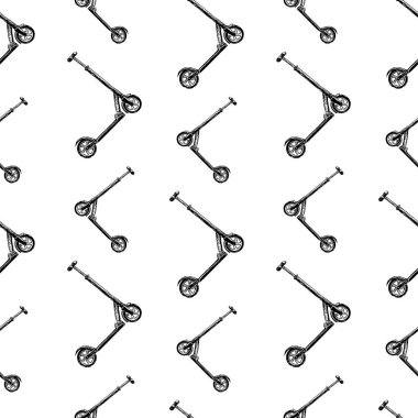 Çocuk scooter skeçler Dikişsiz desen