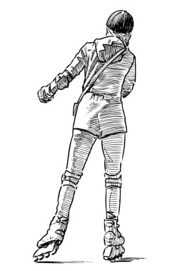 Paten sürme genç kız Sketch