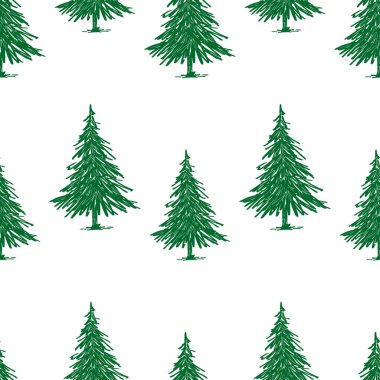 Çizilmiş noel ağaçlarının kusursuz deseni