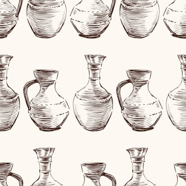 Eskizlerin kusursuz deseni Eski seramik Yunan sürahileri