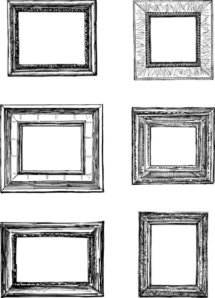 Векторные Эскизы Различных Деревянных Декоративных Рам Картин — стоковый вектор