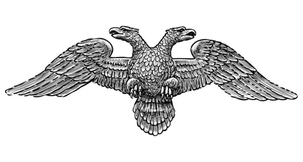 Dessin Main Levée Deux Aigle Impérial Tête — Image vectorielle