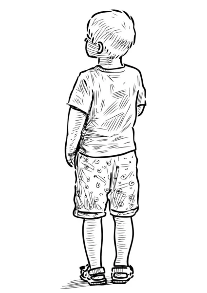 夏日站在户外的小男孩的示意图 — 图库矢量图片