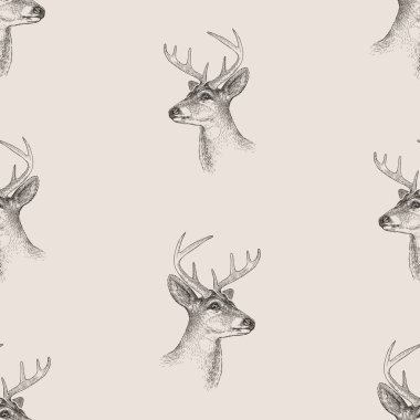 Çizimlerin kusursuz deseni Genç geyiklerin kafaları