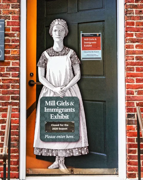 Табличці Перед Будинком Національному Історичному Парку Ловелла Розміщено Напис Mill — стокове фото
