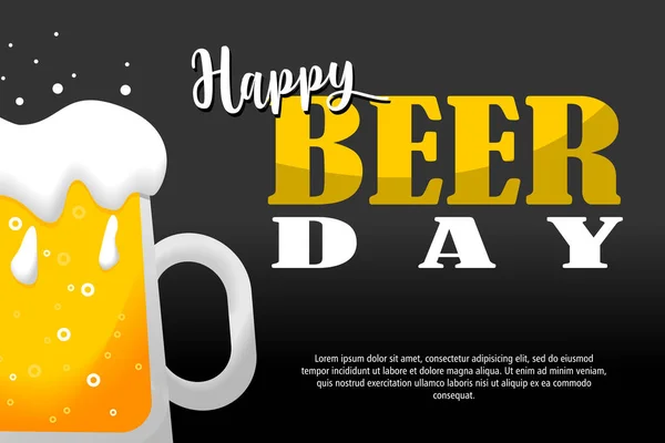 Celebrations Fathers Day Full Beer Mug Text Happy Beer Day — Stock Vector
