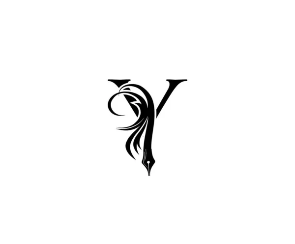 Pero Letter Vintage Logo Design Ideální Pro Novináře Spisovatele Umělce — Stockový vektor