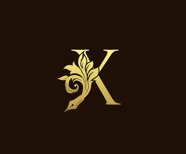 花盆金X字母复古标志图标设计 — 图库矢量图片