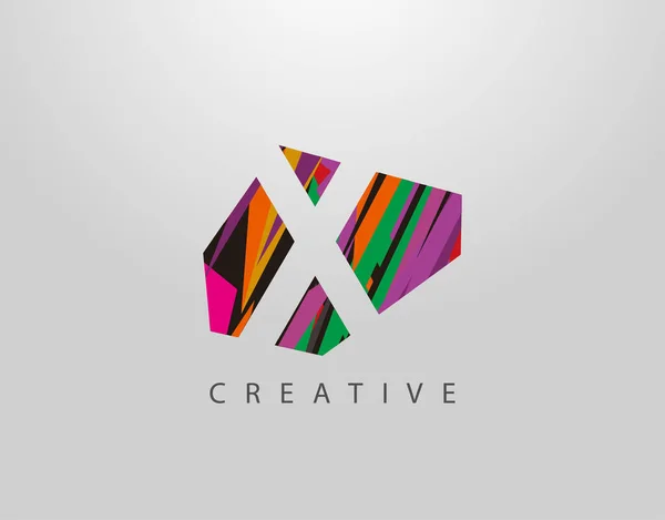 List Kreatywny Logo Abstrakcyjny Wzór Liter Wykonany Różnych Kształtów Pasków — Wektor stockowy