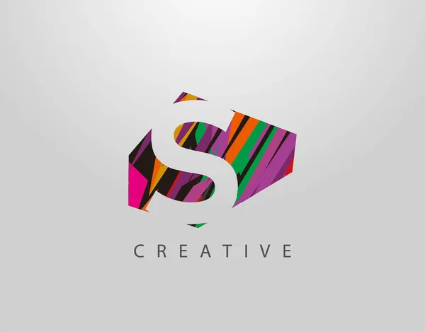Letra Criativa Logo Abstrato Design Carta Feito Várias Formas Tiras —  Vetores de Stock