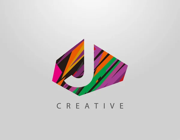 Творчий Лист Logo Абстрактний Дизайн Літери Зроблений Різних Фігур Смуг — стоковий вектор