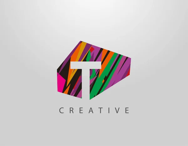 Carta Criativa Logo Design Abstrato Letra Feito Várias Formas Tiras —  Vetores de Stock
