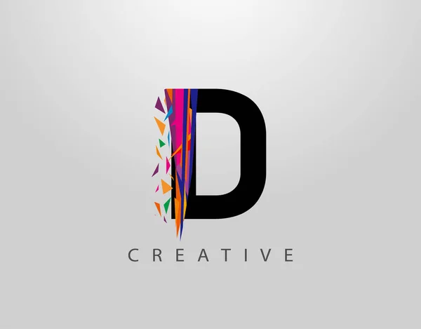 クリエイティブレターDロゴ モザイク抽象色の様々なストリップ形状で作られたD文字のデザイン — ストックベクタ