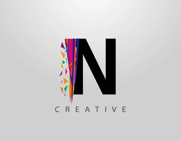 创意字母N标志 马赛克文摘N字母的设计 由各种条纹形状的颜色组成 — 图库矢量图片