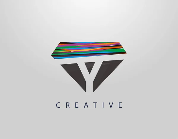 Logo Initial Diamant Abstrait Design Créatif Lettre Avec Des Bandes — Image vectorielle