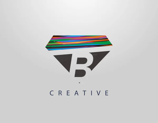 Initial Abstract Diamond Logo Kreatives Buchstaben Design Mit Bunten Streifen — Stockvektor