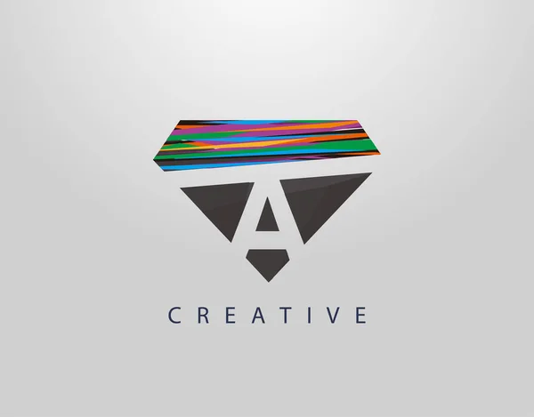 Initial Abstract Diamond Logo Creative Letter Design Colorful Strips Diamond — Stock Vector