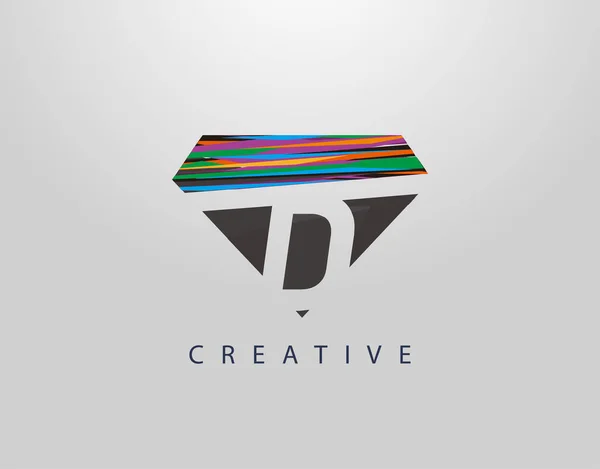 Initial Abstract Diamond Logo Creative Letter Design Colorful Strips Diamond — Stock Vector