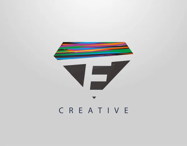 Logotipo Diamante Abstracto Inicial Diseño Creativo Letra Con Tiras Colores — Archivo Imágenes Vectoriales
