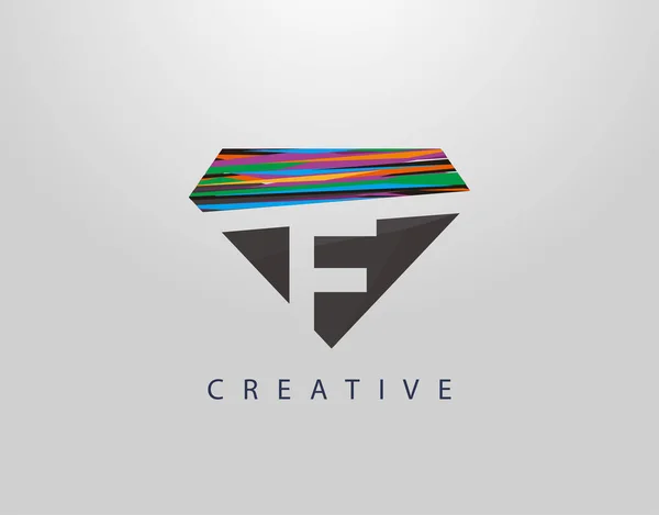 Logo Inicial Abstract Diamond Diseño Creativo Letra Con Tiras Colores — Archivo Imágenes Vectoriales