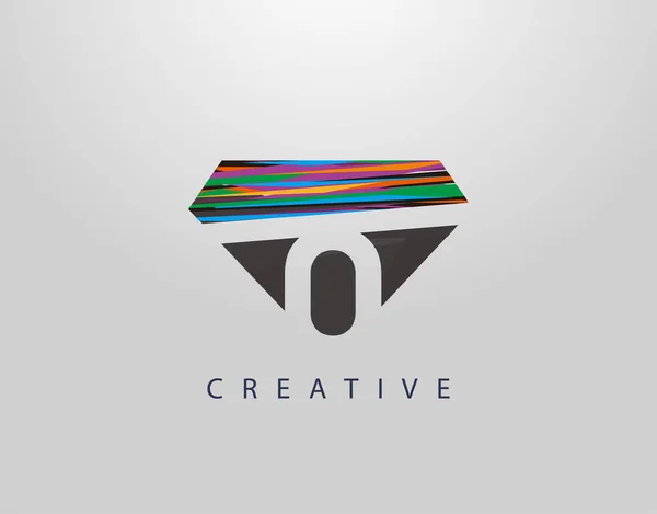 Logo Initial Abstrait Diamant Conception Lettre Créative Avec Des Bandes — Image vectorielle