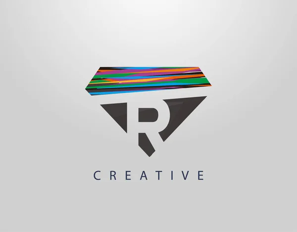 Logo Inicial Abstract Diamond Diseño Creativo Letras Con Tiras Colores — Vector de stock