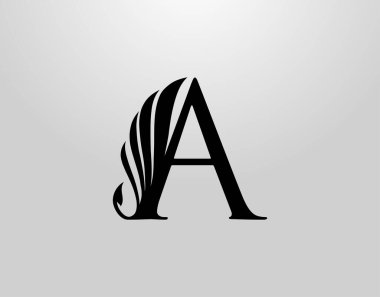 Klasik kanat logosunun baş harfleri. Heraldik A Harf Tasarım Vektörü Kanat ve Masal Şekli Tasarım.