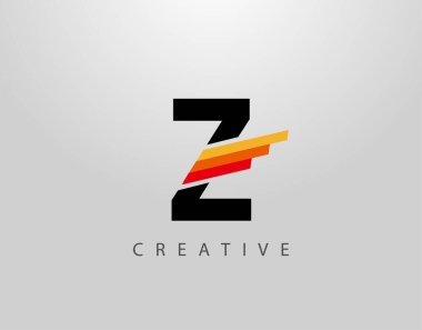 Baş harfleri Z Monogram Logosu. Soyut Kanat ve Strip Z harfi simgesi