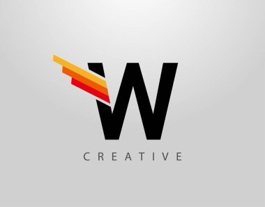 Baş harfleri W Monogram Logosu. Soyut Kanat ve Strip W harfi simgesi