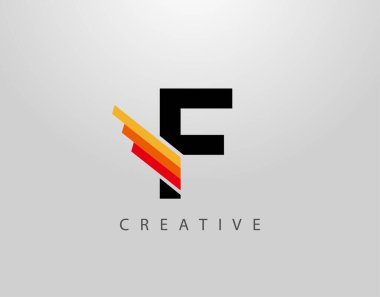 Baş harfleri F Monogram Logosu. Soyut Kanat ve Strip F harfi Simgesi