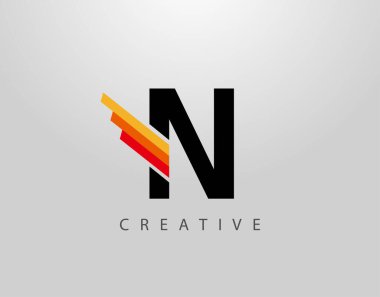Baş harfleri N Monogram Logosu. Soyut Kanat ve Strip N harfi simgesi