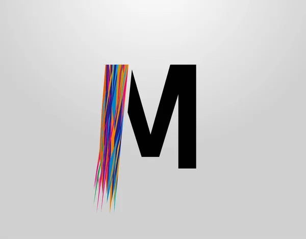 要旨Mロゴ 創造的なカラフルなストリップを持つ初期M — ストックベクタ