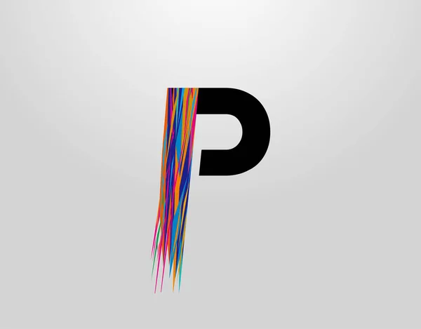 未来の手紙Pのロゴ 創造的なカラフルなストリップを持つ現代の初期P — ストックベクタ