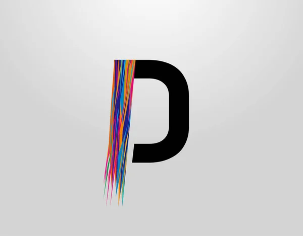 Φουτουριστικό Γράμμα Logo Σύγχρονη Αρχική Δημιουργικές Πολύχρωμες Λωρίδες — Διανυσματικό Αρχείο