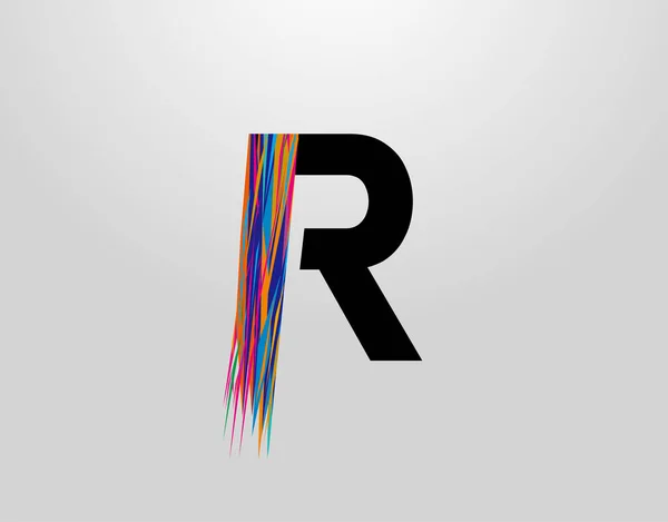 Futuristic Letter Logo Modern Initial Dengan Creative Colorful Strips - Stok Vektor